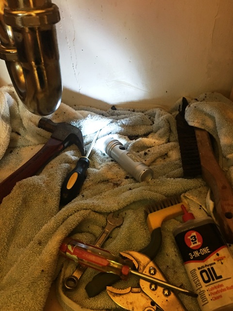 tools under sink